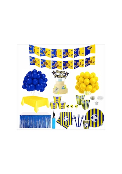 Taraftar Fenerbahçe Sarı Lacivert 16 Kişilik Full Doğum Günü Seti