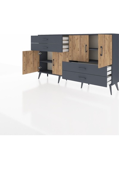 Arges Konsol 3 Raflı 4 Çekmeceli 4 Kapaklı 176x30x99 Antrasit-çam/antrasit Atlas Çam/antrasıt - Antrasıt Arges Konsol 3 Raflı 4 Çekmeceli 4 Kapaklı 176x30x99 Antrasit-çam/antrasit Atlas Çam/antrasıt - Antrasıt