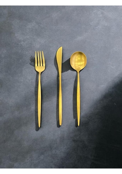 Maxx Doria Nagi Titanyum Mat Gold 12 Kişilik 84 Parça Çatal Kaşık Bıçak Takımı Pa1038 Gold