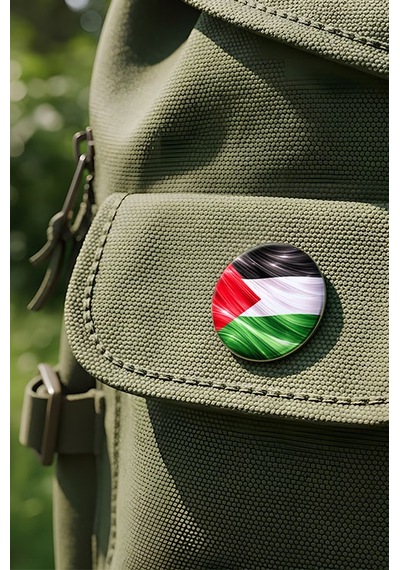Filistin Palestine Abstract Ülke Bayraklı Buton Rozet - 44 MM 5 Adet Çok Renkli