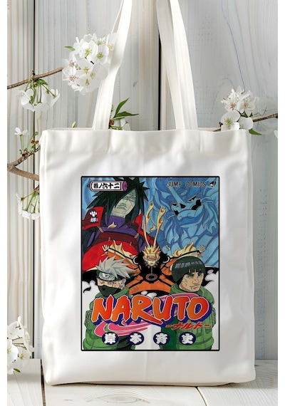 Art Hediye Naruto Shippūden Baskılı Bez Omuz Çantası Kişiye Özel Model 9 Çok Renkli