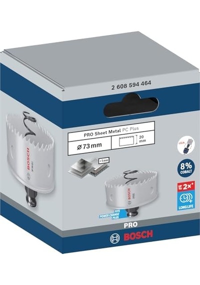 1 X Pro Sheet Metal Power Change Plus Delikli Testere Paslanmaz Çelik Levhalar, Çelik Levhalar, Ø 73 Mm, Profesyonel Aksesuar Döner Matkap/sürücü