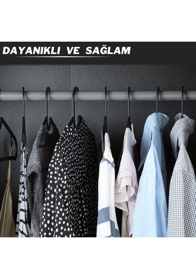 Siyah Plastik Pantolon Elbise Askısı 10 Adet Plastik Siyah Diğer