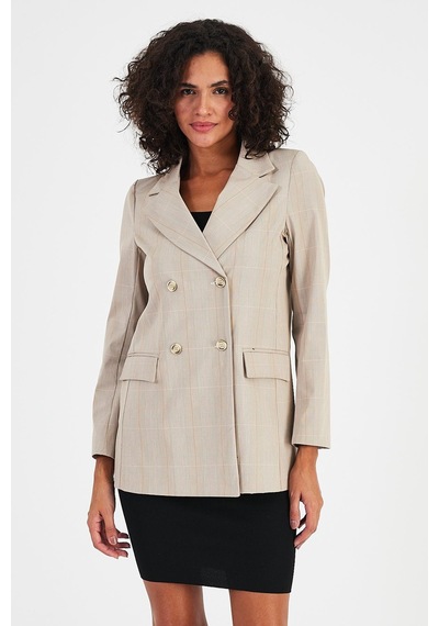 Alexandergardı Ekoseli Astarsız Cepli Kruvaze Blazer Ceket B24-00202 001
