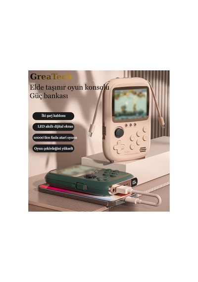Taşınabilir Mini Oyun Konsolu İos-type-c Hızlı Çift Şarj Girişli Power Bank 3.2inç Retro 10000 Oyun Bej - 790976883