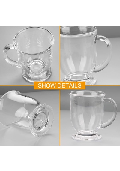 Tr 15 Oz/450 Ml Cam Kahve Kupaları, Kulplu Şeffaf Kahve Fincanları, Latte, Kapuçino, Espresso Kahve, Çay Ve Sıcak Diğer