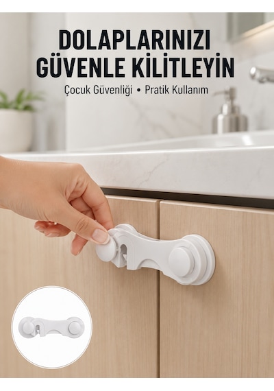 4 Adet Bebek Güvenlik Dolap Kilidi Çift Taraflı Bantlı Kolay Montajlı Emniyet Seti Yeni Nesil - Lisinya Çok Renkli