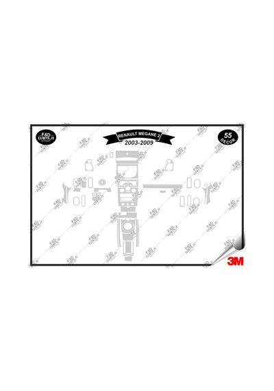 Renault Megane 2 Analog 2003-2009 Torpido Konsol Trim Göğüs Maun Kaplama Set 55 Parça Gümüş Renk