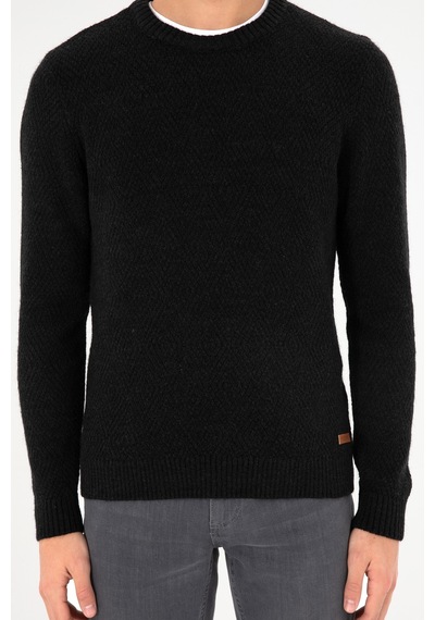 U.S. Polo Assn. Erkek Regular Fit Bisiklet Yaka Siyah Kazak 50297049-VR046