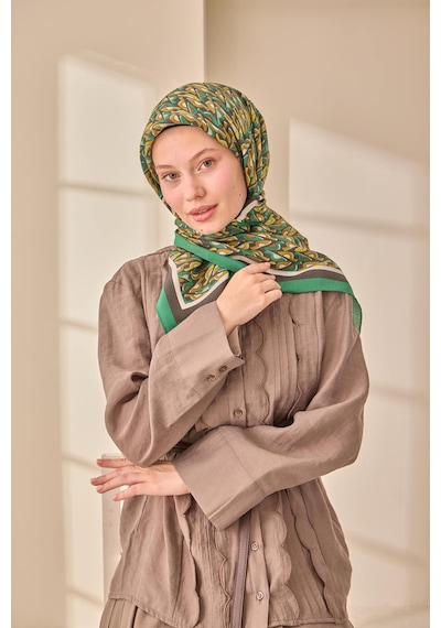 Silk Home Aura Eşarp 140006-21 Yeşil, Antrasit, Sarı, Krem, Yağ Yeşili
