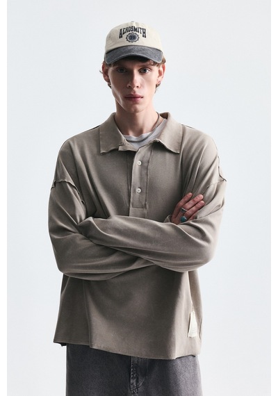 Vamos Relax Fit Polo Yaka Sweatshirt Vizon