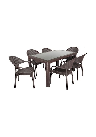 Mandella Elit Rattan 90x150 Eylül Koltuk Camlı Masa Takımı Kahverengi Çok Renkli Mandella Elit Rattan 90x150 Eylül Koltuk Camlı Masa Takımı Kahverengi Çok Renkli