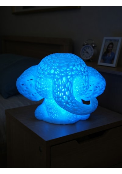 Sevimli Fil Çocuk Odası Gece Lambası 3d Tasarım Led Işıklı Masaüstü Mesh Dekor Hediyelik Mavi