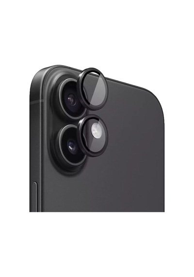 Bi Metal Ring Apple Uyumlu iPhone 16/16 Plus Siyah Kamera Koruyucu