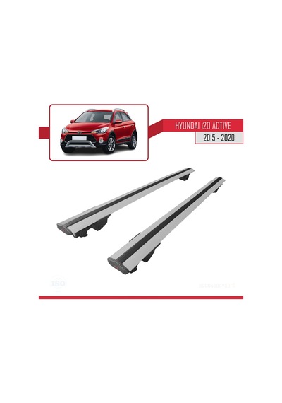 Hyundai İ20 Active 2015-2020 Arası İle Uyumlu Hook Model Anahtar Kilitli Ara Atkı Tavan Barı Gri