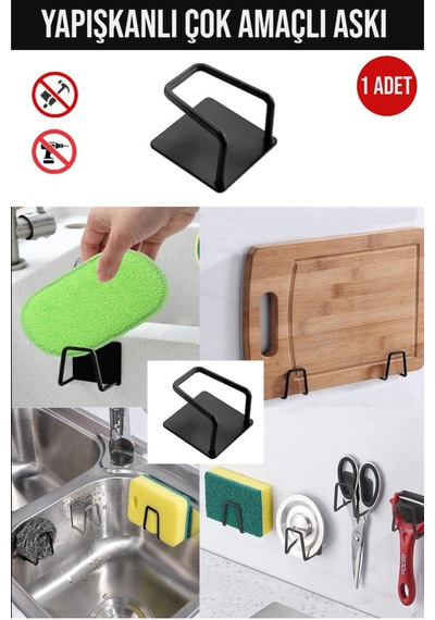 Yapışkanlı Düzenleyici Askı Bulaşık Süngeri Tutucu Mutfak Düzenleyici Banyo Düzenleyici Askı Metal S Diğer