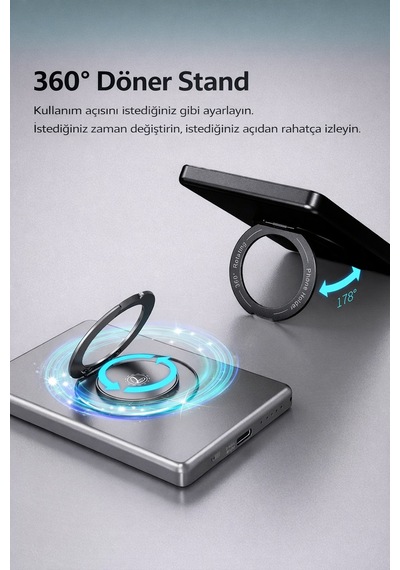 Y353s Powerbank 5.000 Mah Magnetıc Wıreless Gri