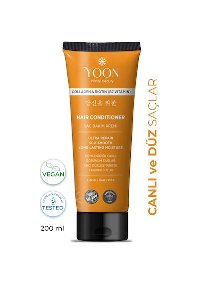 Yoon Kolajen İçeren Vegan, Nemlendiren, Besleyici ve Onarıcı Saç Bakım Kremi 200 ML