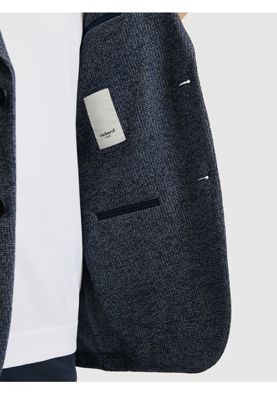 Cacharel Lacivert Slim Fit Mikro Desen Mono Yaka Spor Ceket