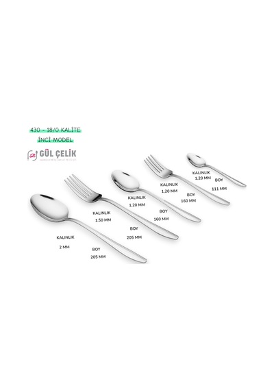Kaveh Çatal Kaşık Seti 60 Parça 12 Kişilik İnci Model 18/0 Kalite İnox
