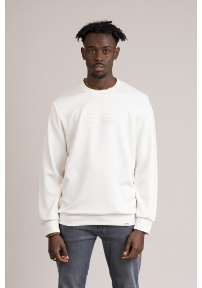 Slimfit Modal Kumaş Baharlık Sıfır Yaka Likralı Sweatshirt Beyaz