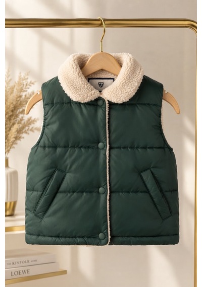 Emila Kids Unisex Yeşil Çocuk Şişme Yelek Koyu Yeşil