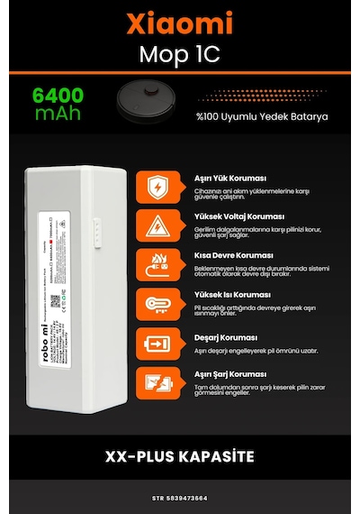 Xiaomi Mi Vacuum Mop 1c 6400mAh Robot Süpürge Bataryası