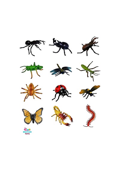 Özel 12'li Mini Böcek Seti Uğurböceği, Kelebek, Akrep, Arı, Örümcek, Çekirge, Peygamber Devesi