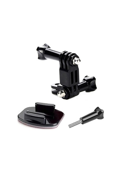 Gplus Bs07yv 7 Parça Flat Zemin Düz Yüzey Vidalı 3 Yollu Aksiyon Kamera Uyumlu 3m Yapışkanlı Motor Kask Bağlantı Seti Siyah