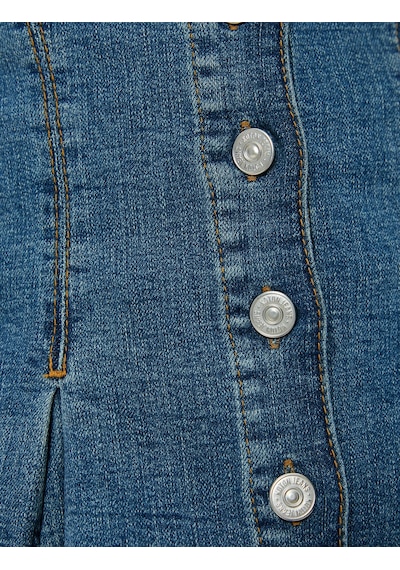 Koton Straplez Düğmeli Denim Üst Orta İndigo 4sal30049md İndigo