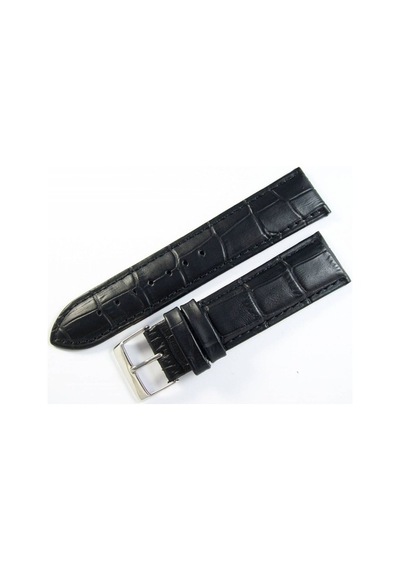 Cobra Deri Saat Kordonu 22Mm Xl Uzun Siyah Saat Kayışı Kroko