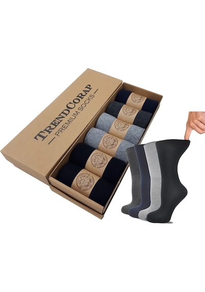 Trendcorap Premium 6'lı Lastiksiz Pamuklu Diyabetik Şeker Çorabı Renkli