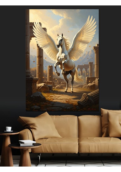 Ahşap Tablo Kanatlı At Pegasus Heykeli