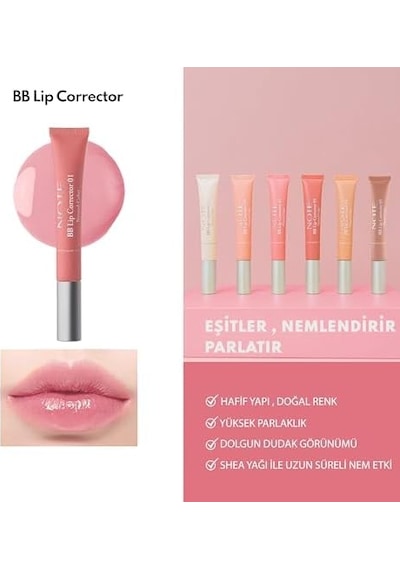 Bb Lip Corrector 01 Renk Eşitleyici Dudak Parlatıcısı, Pembe 0