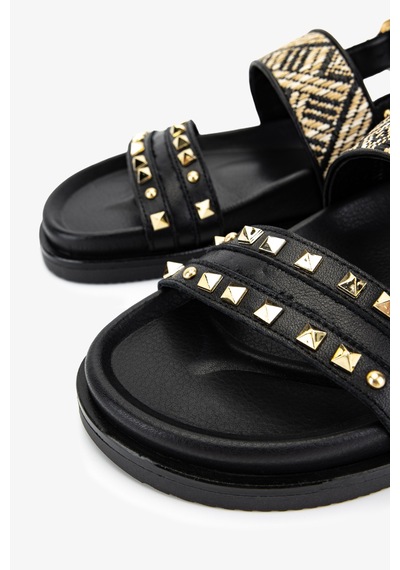 Valmenti Kadın Deri & Tekstil Siyah Deri Düz Sandalet 1141 505 Bn Sndlt Y26 Black Leather