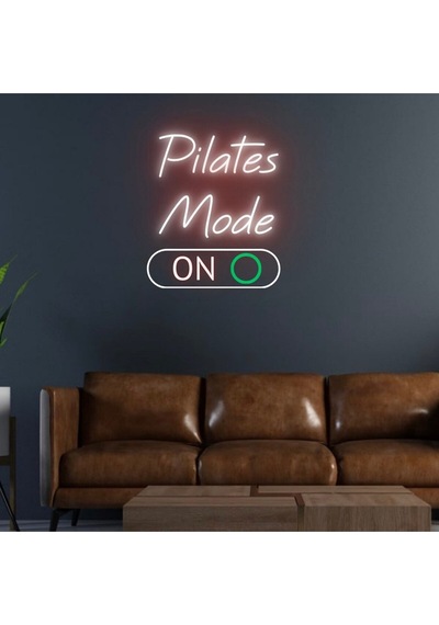 Pilates Mode On Yazılı Neon Tabela Kırmızı