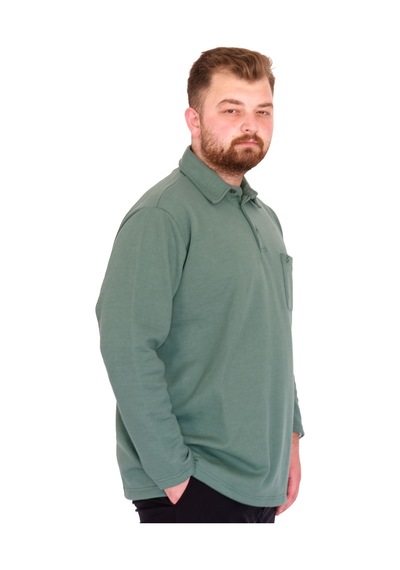 Mode Xl Büyük Beden Tshirt Polo U.kol Cepli 22446 Çağla Yeşil