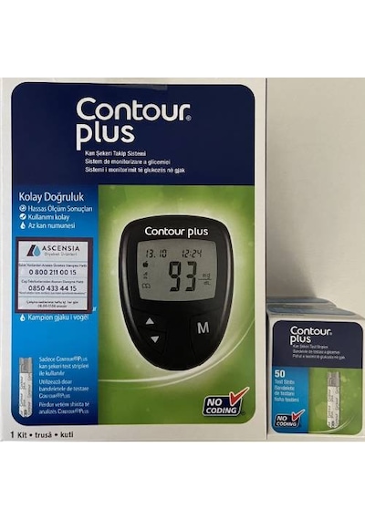 Ascensia Contour Plus Şeker Ölçüm Cihazı + Strip 50 Adet