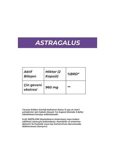 Astragalus Takviye Edici Gıda / 60 Cap