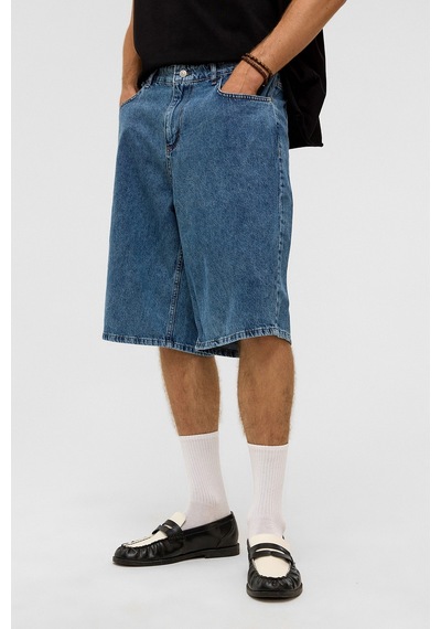 Vamos Oversize Bermuda Denim Şort 40-285 Mavı Renk-2
