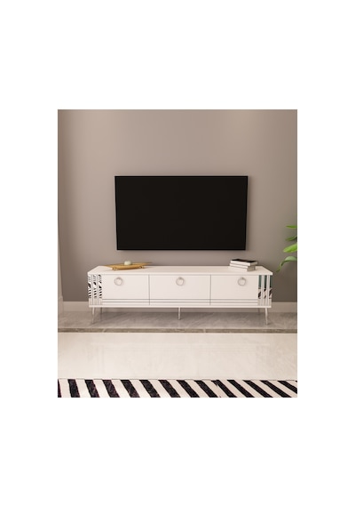Lora 150 Cm Tv Ünitesi Tv Sehpası Beyaz - Gümüş Beyaz