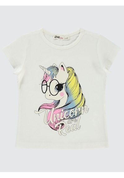 Civil Girls Kız Çocuk Tişört 2-5 Yaş Ekru Ekru