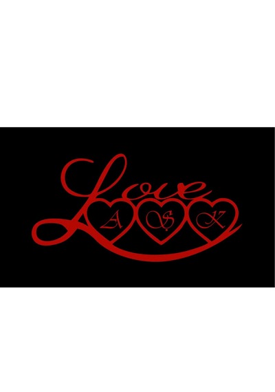 Love 40x70 Cm Dekoratif Kapı Önü Paspası Dijital Baskılı, Kaymaz Pvc Tabanlı, İnce Ve Şık Tasarımlı İç Dış Kapı Paspası Kırmızı Siyah