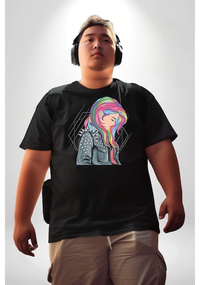 Angemiel Metal Müzik Çeket Siyah Büyük Beden Erkek Kadın Unisex Basic Ön Baskılı Tişört Siyah