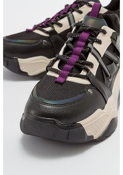 Luvishoes Leona Siyah Mor Kadın Spor Sneakers Mor - Siyah