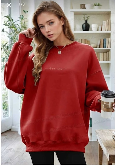 Kozia Outdoors Malkoçbey Dramer Baskılı Oversize Unisex O Yaka Swaetşhirt Kırmızı Kırmızı