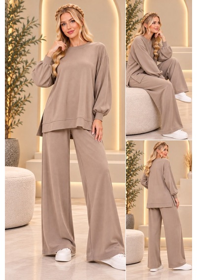 Bul-al Kadın Oversize Bisiklet Yaka Uzun Kollu Tunik Ve Cepli Olmayan Bol Paça Pantolon İkili Takım Vizyon Bul-al Kadın Oversize Bisiklet Yaka Uzun Kollu Tunik Ve Cepli Olmayan Bol Paça Pantolon İkili Takım Vizyon