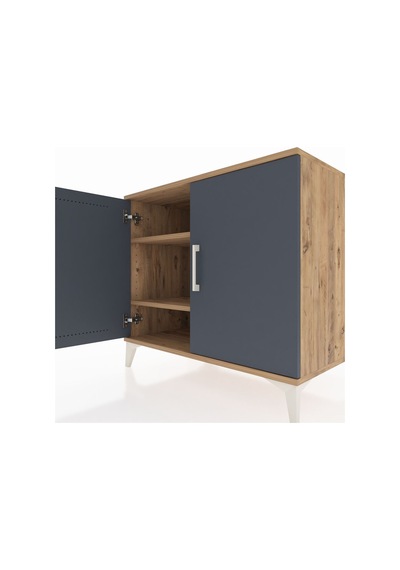 Kronos Şifonyer 2 Raflı 2 Kapaklı 88x59x80 Çam-antrasit Atlas Çam