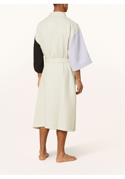 Unisex Kimono, Renk Bloklu, Şal Yakalı, %60 Pamuk, 125 Cm Uzunluk Mor