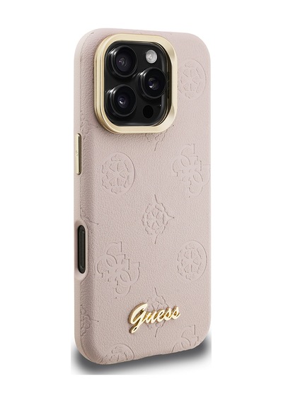 Apple Uyumlu iPhone 16 Pro Max Kılıf Guess Lisanslı M safe Şarj Özellikli Kamera Standlı Peony Kapak Pembe